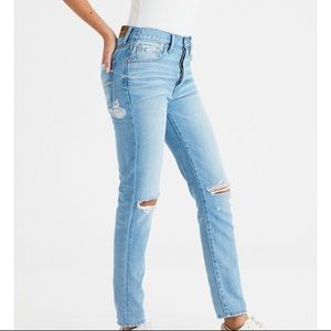 AEO High Rise Girlfriend Distressed Jeans